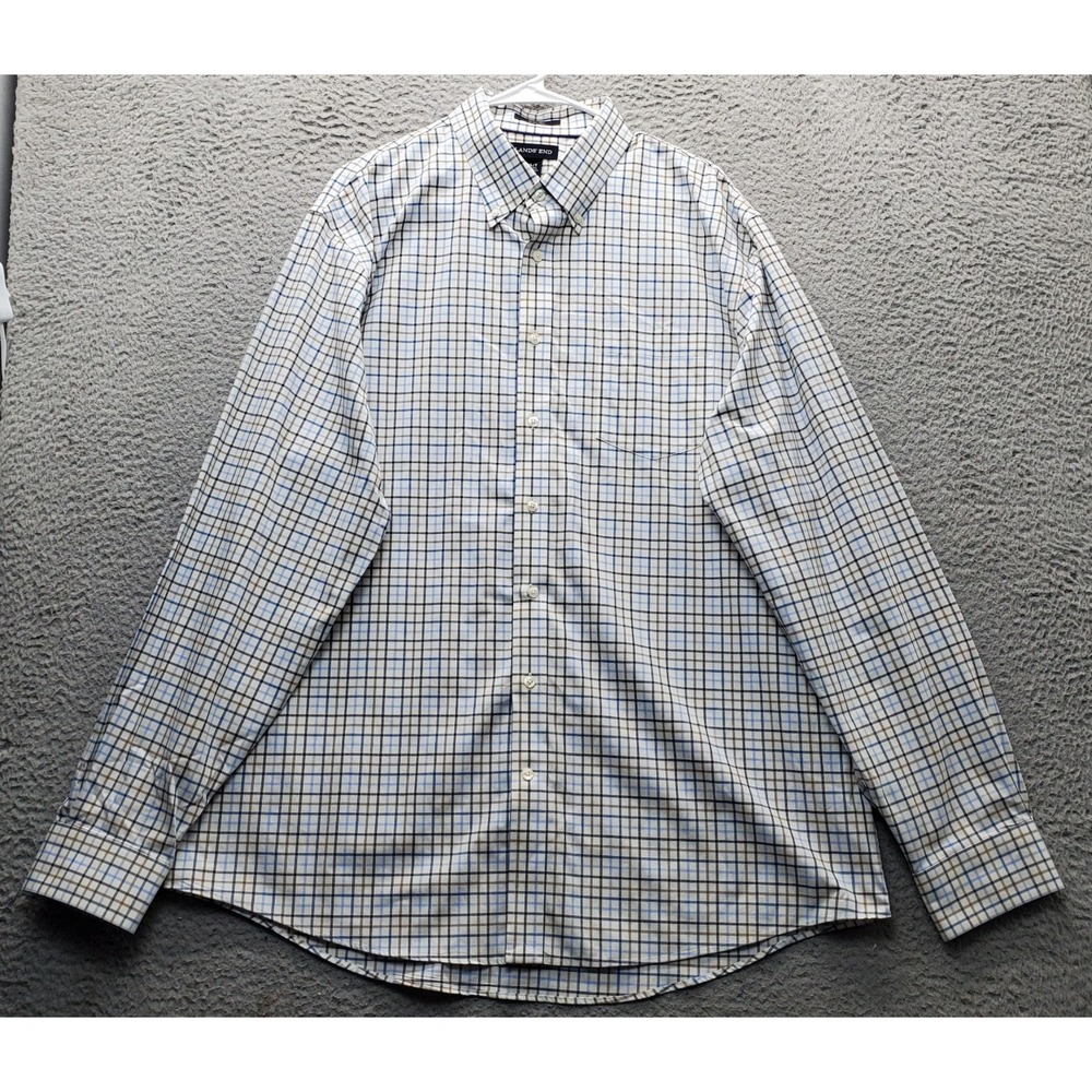 Lands' End Dress Shirt Mens XL Multi Gingham Traditional Fit No Iron Button Down